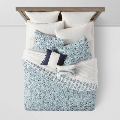 12pc Reversible Paisley Print Comforter & Sheets Set Blue/Dark Teal Blue - Threshold™ - Image 2