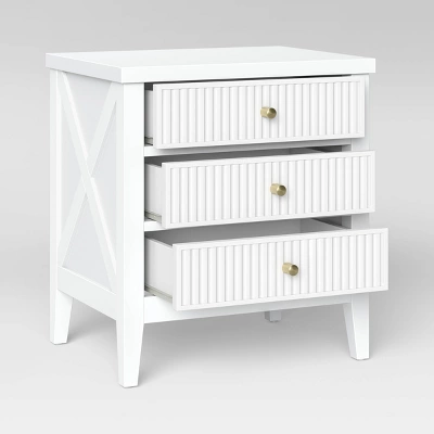 Wrentham Beadboard Farmhouse 3 Drawer Nightstand White - Threshold™ - Image 3