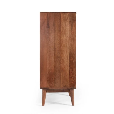Rabun Handcrafted Mid-Century Modern Mango Wood 3 Drawer Chest Light Oak - Christopher Knight Home - Image 4
