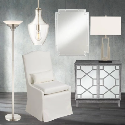 Possini Euro Design Metro Modern Torchiere Floor Lamp 71" Tall Brushed Nickel Frosted White Acrylic Shade For Living Room Reading Bedroom Office House - Image 7