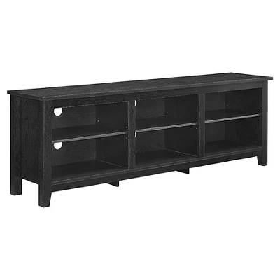 Transitional 6 Cubby Wood Open Storage Wood TV Stand For TVs Up To 80"- Saracina Home - Image 2