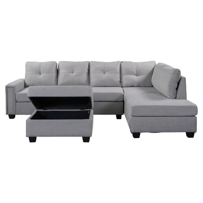 108" Reversible L-Shape Sectional Sofa Couch With Storage Ottoman-ModernLuxe - Image 4