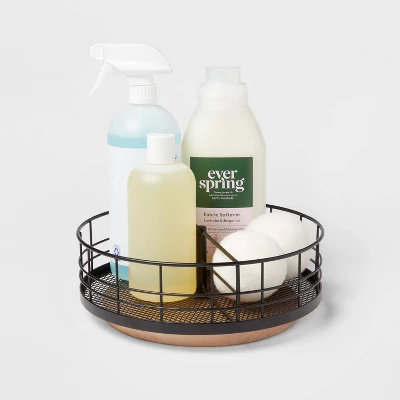 Divided Turntable Black Wire With Natural Wood - Brightroom™ - Image 3