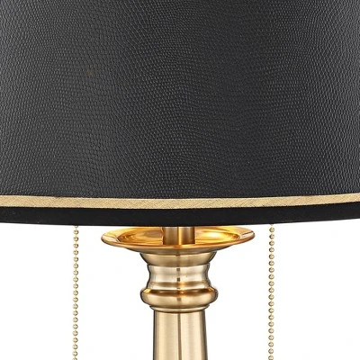 Barnes And Ivy Georgetown Traditional Desk Lamp 28 1/2" Tall Warm Brass With USB Charging Port Black Shade For Bedroom Living Room Bedside Office Kids - Image 2