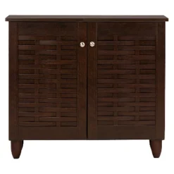 Winda Modern And Contemporary 2-Door Wooden Entryway Shoes Storage Cabinet - Dark Brown - Baxton Studio