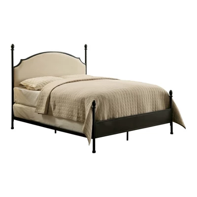 Geraldine Upholstered Headboard Poster Panel Bed Powder Coated Gun Metal - HOMES: Inside + Out - Image 4
