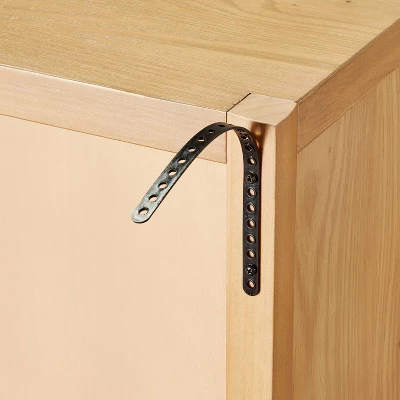 Grooved Wood With Glass 2-Door Cabinet - Natural - Hearth & Hand™ With Magnolia - Image 5