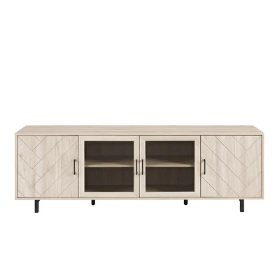 Vik Modern Boho 4 Door Herringbone TV Stand For TVs Up To 80" - Saracina Home - Image 4