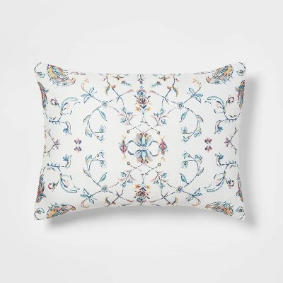 5pc Floral Border Print Comforter Bedding Set Blue/Pink/Yellow - Threshold™ - Image 4