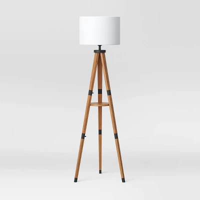Tripod Floor Lamp With Shelf Brown Wood - Threshold™ - Image 4