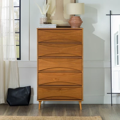 Mid-Century Modern Contoured 5 Drawer Chest Of Drawers - Saracina Home - Image 3