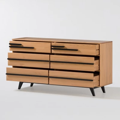 Modern 6 Drawer Double Dresser With Long Handles - Saracina Home - Image 14