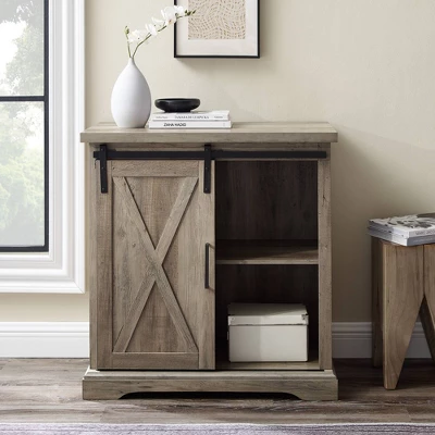 Tertia Industrial Accent Cabinet With Sliding X Barn Door - Saracina Home - Image 6
