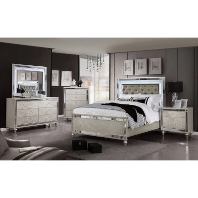 3pc Queen La Mesa Bed Nightstand And Dresser Set Silver - HOMES: Inside + Out - Image 5