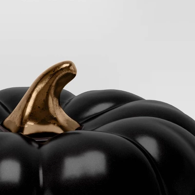 Large Ceramic Halloween Pumpkin With Gold Stem - Threshold™ - Image 2