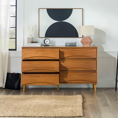 Mid-Century Modern Contoured 6 Drawer Dresser - Saracina Home - Image 8