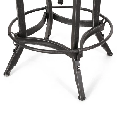 2pc Farmdale Industrial Firwood Adjustable Height Swivel Counter Height Barstools Antique Natural/Pewter - Christopher Knight Home - Image 8