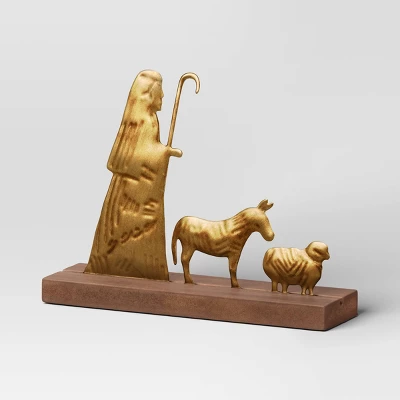 3pc Metal Christmas Nativity Scene Figurine Set - Wondershop™ Gold - Image 2