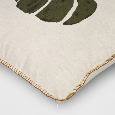 Printed Pumpkin With Blanket Stitch Edge Square Throw Pillow Light Beige - Threshold™ - Image 3