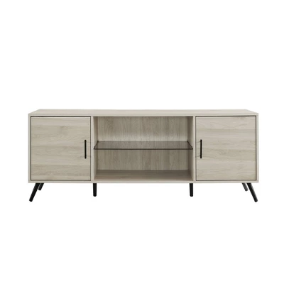 2 Door Mid-Century Modern Wood Storage TV Stand For TVs Up To 65" - Saracina Home - Image 14