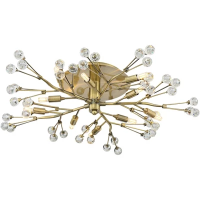 Possini Euro Design Ceiling Light Semi Flush Mount Fixture LED Brass 27 1/2" Wide 10-Light Crystal Berry For Living Room - Image 6