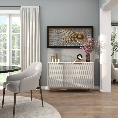 Metal Sunburst Coiled Ribbon Wall Decor With Black Frame Gold - Olivia & May - Image 9