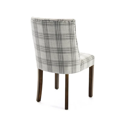 2pk Harman Contemporary Upholstered Plaid Dining Chairs Gray/Light Beige/Brown - Christopher Knight Home - Image 3