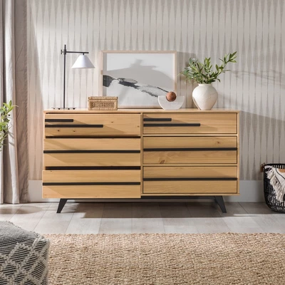 Modern 6 Drawer Double Dresser With Long Handles - Saracina Home - Image 6