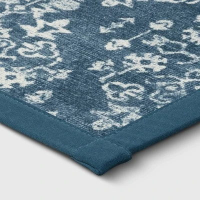 Vintage Print Comfort Rug Blue - Threshold™ - Image 2