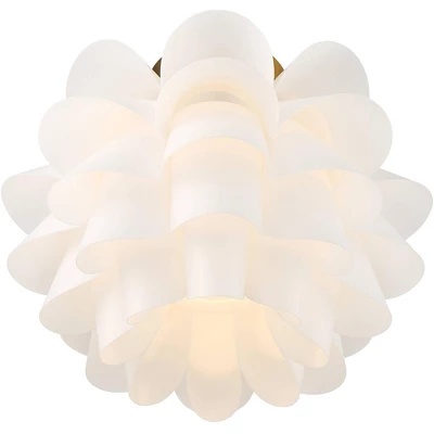 Possini Euro Design Modern Ceiling Light Semi Flush Mount Fixture White Flower Gold Metal 15 3/4" Wide Living Room Bedroom Kitchen - Image 5