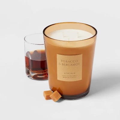 Colored Vase Glass With Dustcover Tobacco And Bergamot Candle Yellow - Threshold™ - Image 2