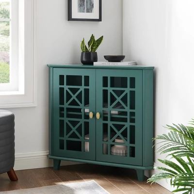 2 Door Corner Accent Cabinet With Fretwork Doors - Saracina Home - Image 11