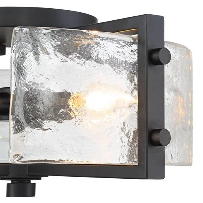 Possini Euro Design Adri Modern Ceiling Light Flush Mount Fixture Black 16 1/2" Wide Black 4-Light Textured Glass For Bedroom Kitchen Living Room Home - Image 2