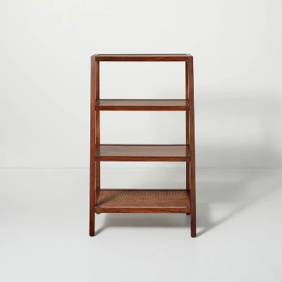 40" 4-Shelf Wood & Cane Transitional Ladder Bookshelf - Brown - Hearth & Hand™ With Magnolia - Image 2