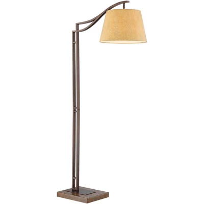 Franklin Iron Works Tahoe Rustic Industrial Downbridge Arc Floor Lamp 60" Tall Bronze Metal Faux Leather Empire Shade For Living Room Reading Bedroom - Image 6