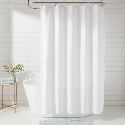 Dyed Clipped Diamond Shower Curtain White - Threshold™