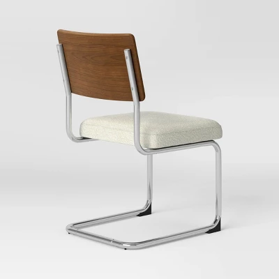 2pk Cecilton Chrome Cantilever Dining Chairs Cream Boucle - Threshold™ - Image 4