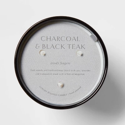 Colored Vase Glass With Dustcover & Black Teak Candle Black - Threshold™ - Image 4