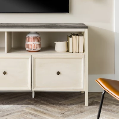 Farmhouse 3 Drawer Wood TV Stand For TVs Up To 65" - Saracina Home - Image 4