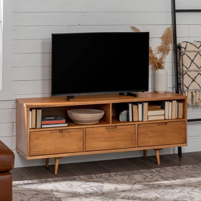 Cara Mid-Century Modern 3 Drawer TV Stand For TVs Up To 65" - Saracina Home - Image 14