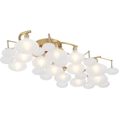 Possini Euro Design Lilypad Modern Ceiling Light Semi Flush Mount Fixture 30 1/4" Wide Warm Brass 12-Light Frosted Glass Shade For Bedroom Living Room - Image 7