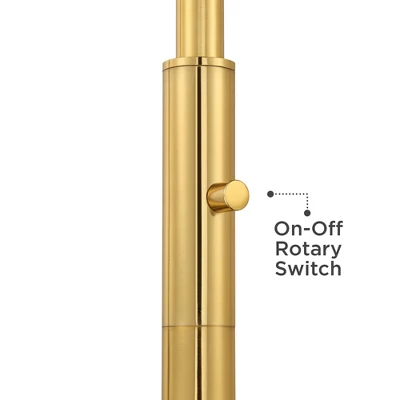 Possini Euro Design Kinsey Modern Downbridge Floor Lamp 67" Tall Warm Brass Metal Stone Pattern Glass Shade For Living Room Reading Bedroom Office - Image 3