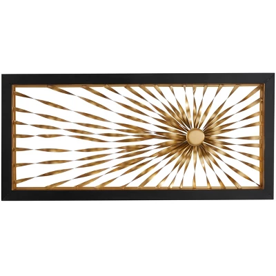 Metal Sunburst Coiled Ribbon Wall Decor With Black Frame Gold - Olivia & May - Image 3
