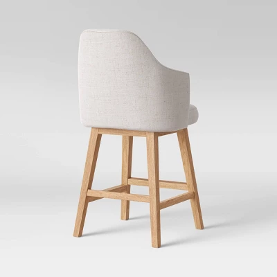 Kinston Swivel Curved Back Upholstered Counter Height Barstool - Threshold™ - Image 3