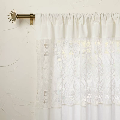 1pc Sheer Banded Geo Macrame Window Curtain Panel White - Opalhouse™ Designed With Jungalow™ - Image 4