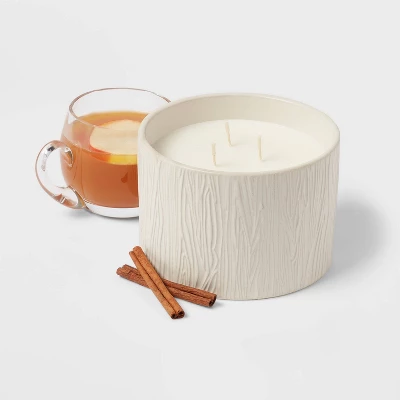 Textured Straight Side Ceramic Warm Cider & Cinnamon Candle White - Threshold™ - Image 2