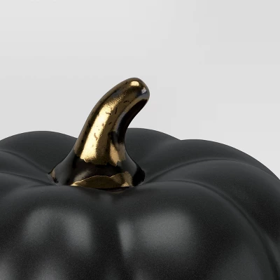 Set Of 3 Small Ceramic Halloween Pumpkins With Gold Stem - Threshold™ - Image 3