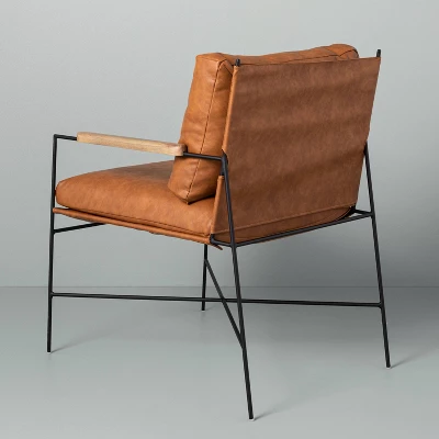 Faux Leather & Metal Accent Chair - Black/Brown - Hearth & Hand™ With Magnolia - Image 3