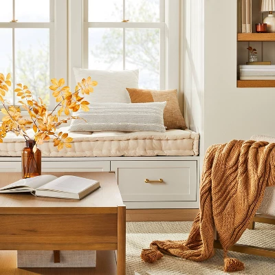 Chunky Cable Knit Fall Throw Blanket Toasted Almond - Hearth & Hand™ With Magnolia