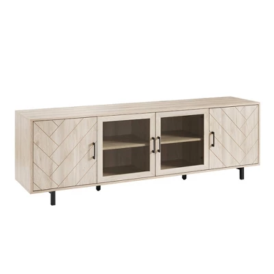 Vik Modern Boho 4 Door Herringbone TV Stand For TVs Up To 80" - Saracina Home - Image 3
